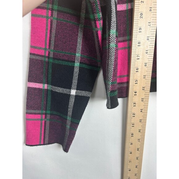 Tahari Womens Plaid Pink & Black High Neck Sweater Rayon/Viscose Blend Large - Picture 4 of 8